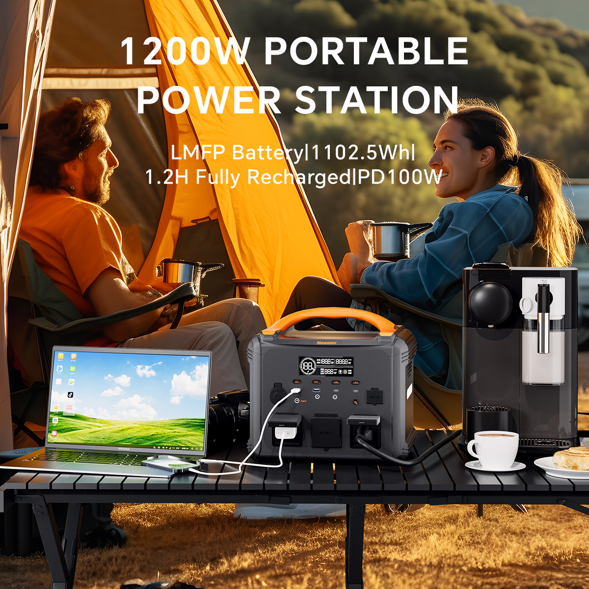 Storage Emergency Battery Portable Power Station 1102.5Wh 1200w LMFP Battery Safe Home Backup 