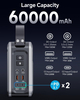 Large Power Bank 60000mAh, LFP Portable Power Station, 2 x 100W USB-C PD Input Output 5 Ports 268W Backup Battery For Camping Travel, No AC Output