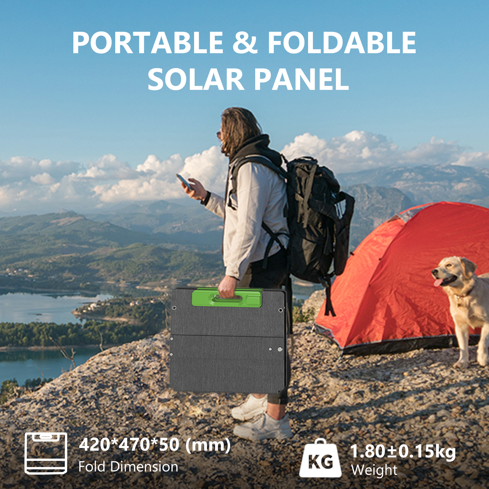 60W Portable Solar Panel for Power Station with kickstands IP65 waterproof Outdoor RV Camper Blackout
