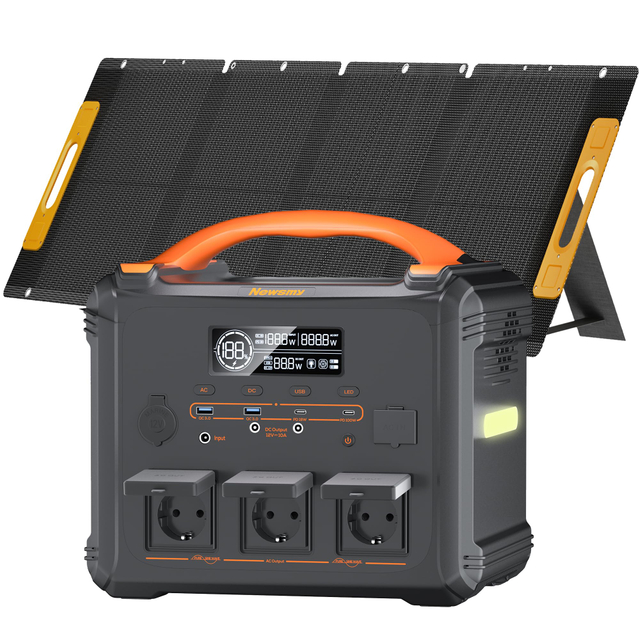 1102.5 Wh Portable Power Station with 100 W Solar Panel, Solar Generator LiMnFePO4 Battery for Camping Home Backup