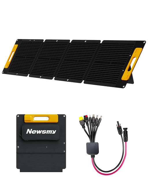 100W 19V Foldable Solar Panel with 6-in-1 Charge Cable Solar Panel Charger for Power Station Lithium Battery, Monocrystalline Solar Battery Charger